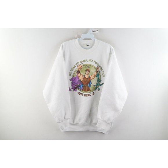 Vintage 90s Disney Large Hercules Movie Spell Out Crewneck Sweatshirt White USA